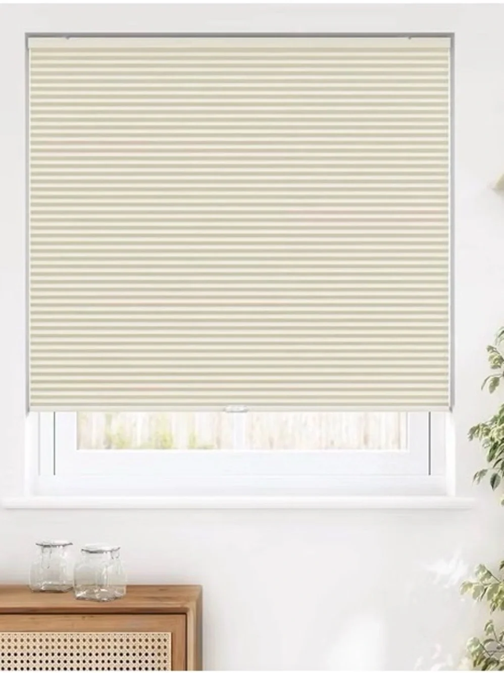 LAZBlinds Cordless No Drill Blackout Cellular Shade in Cream 35” x 64”